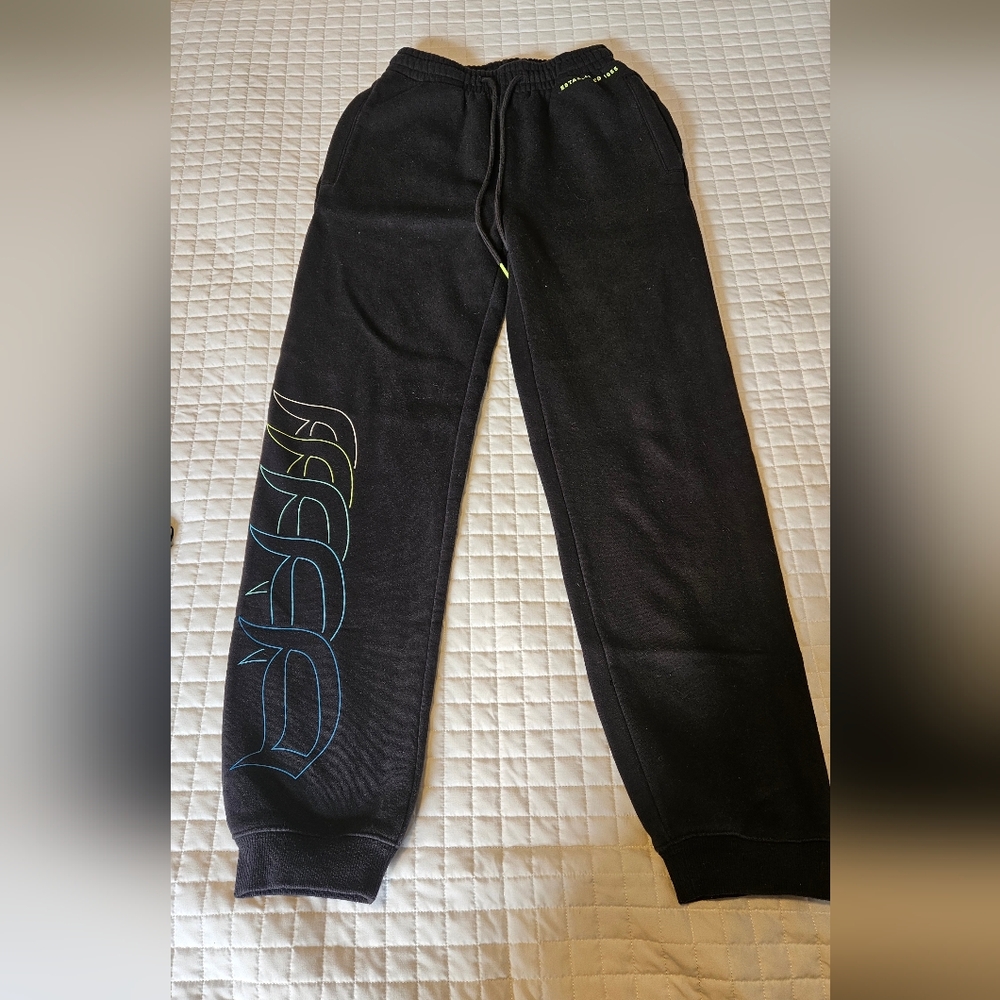 Disney Black Sweatpants with Blue and Yellow Accents